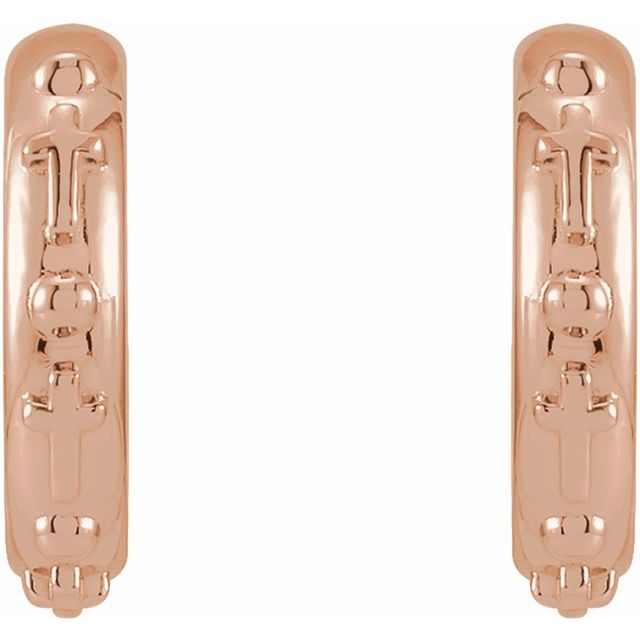 14K Rose Rosary Hoop Earrings