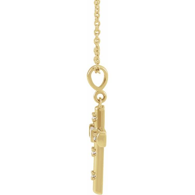 14K Yellow 1/8 CTW Natural Diamond Cross 18" Necklace