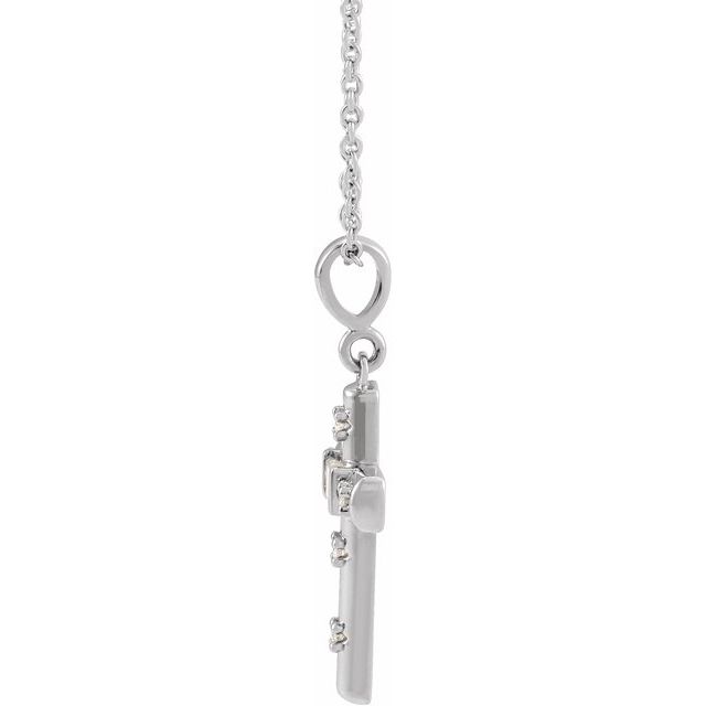 14K White 1/8 CTW Natural Diamond Cross 18" Necklace