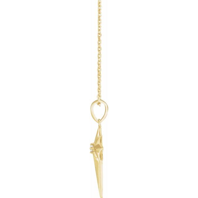 14K Yellow .03 CT Natural Diamond Star Cross 16-18" Necklace