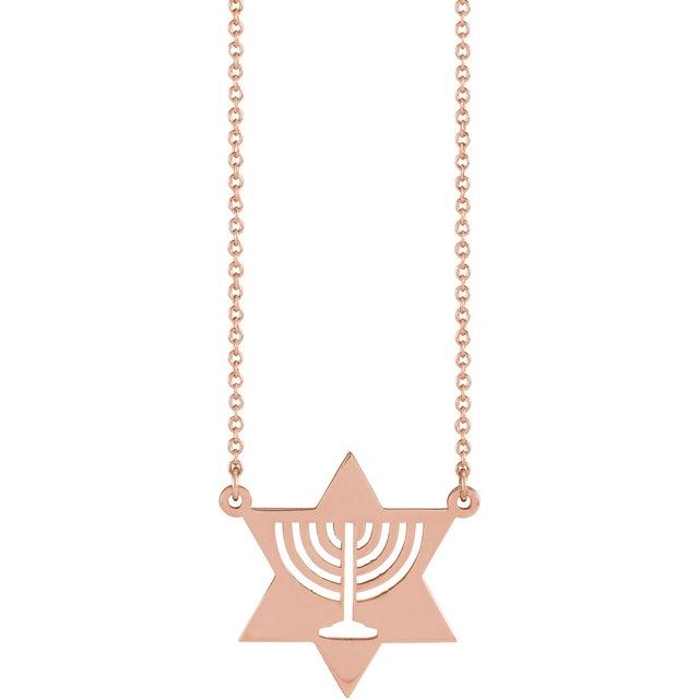 14K Rose Menorah Star 18" Necklace