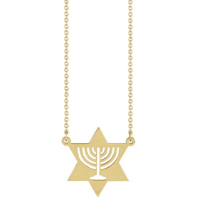 14K Yellow Menorah Star 18" Necklace