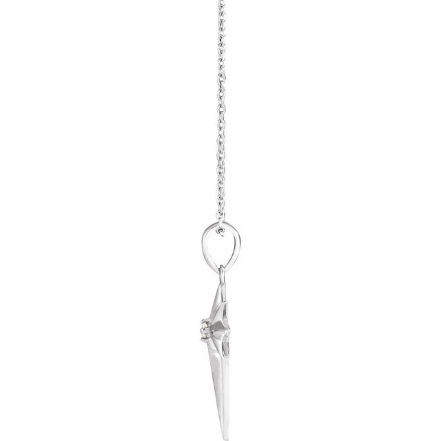 14K White .03 CT Natural Diamond Star Cross 16-18" Necklace