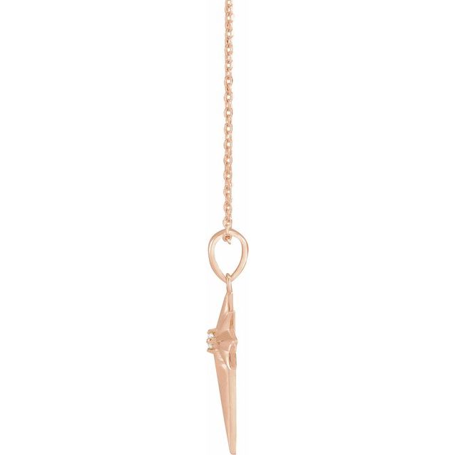 14K Rose .03 CT Natural Diamond Star Cross 16-18" Necklace