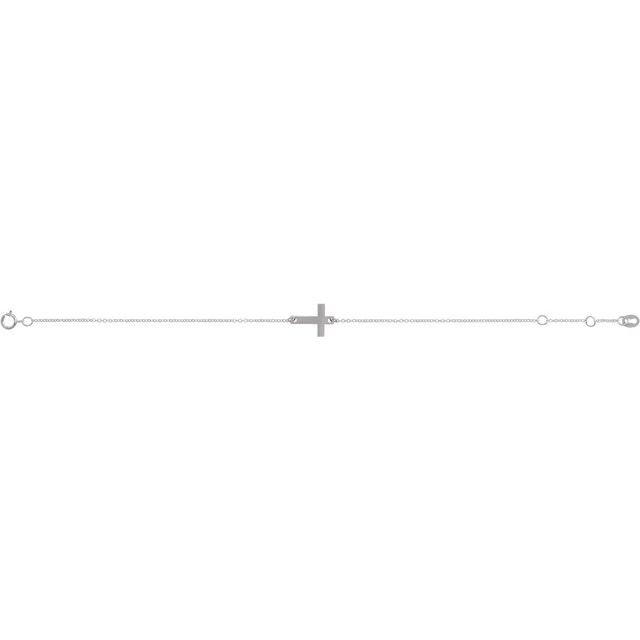Sterling Silver Engravable Cross 6 1/2-7 1/2" Bracelet