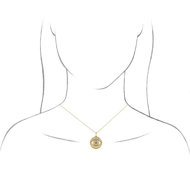 14K Rose Natural Black Onyx & 1/6 CTW Natural Diamond Evil Eye 16-18" Necklace