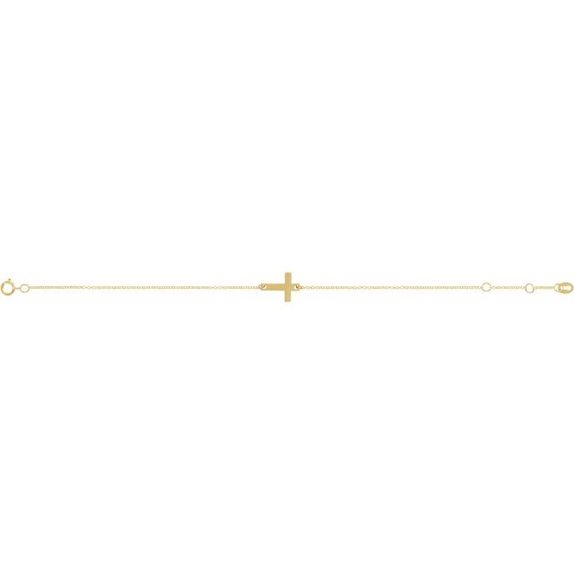 14K Yellow Engravable Cross 6 1/2-7 1/2" Bracelet