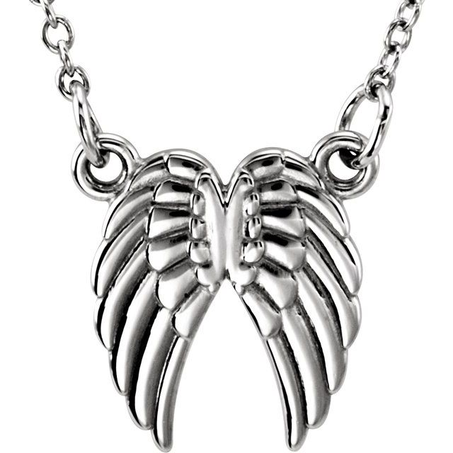 Sterling Silver Tiny Posh® Angel Wings 16-18" Necklace