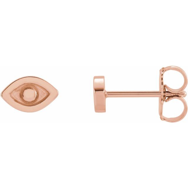 14K Rose Evil Eye Earrings