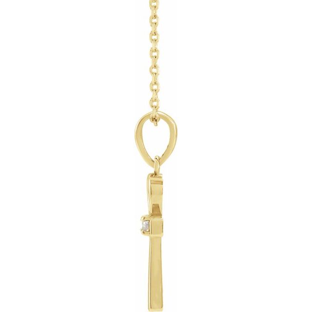 14K Yellow .03 CT Natural Diamond Ankh Cross 16-18" Necklace