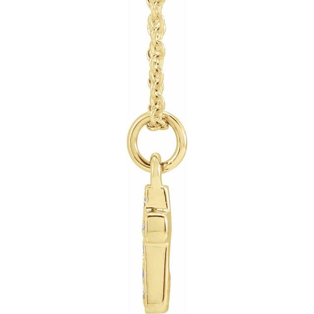 14K Yellow .04 CTW Natural Diamond Youth Cross 15" Necklace