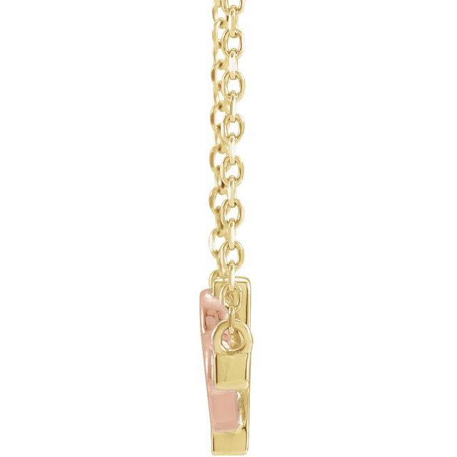 14K Yellow/Rose Sideways Cross & Heart 18" Necklace