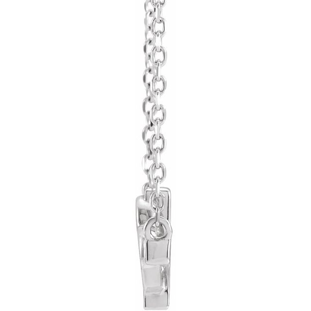 14K White Sideways Cross & Heart 18" Necklace