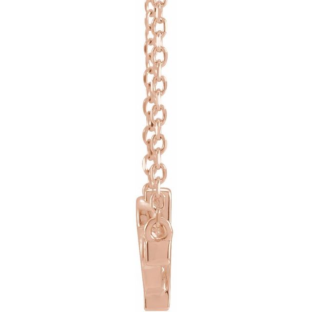 14K Rose Sideways Cross & Heart 18" Necklace