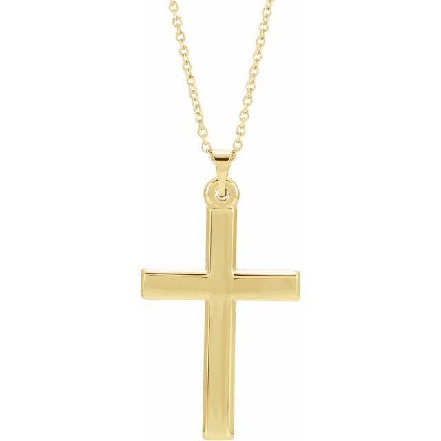 14K Yellow Cross 18" Necklace