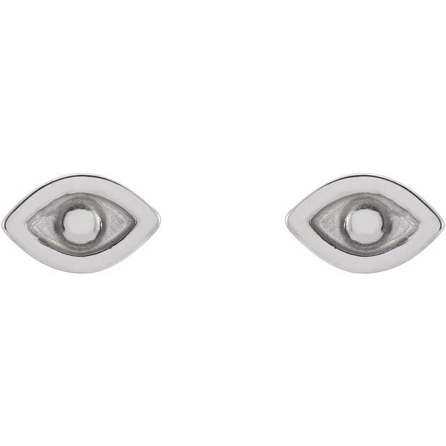 14K White Evil Eye Earrings