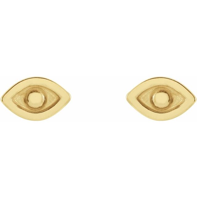 14K Yellow Evil Eye Earrings
