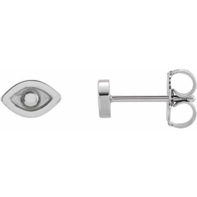 14K White Evil Eye Earrings