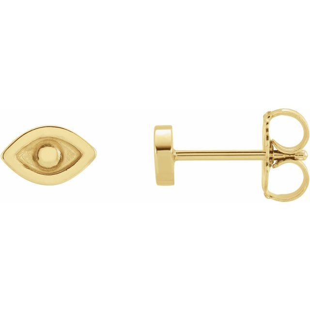 14K Yellow Evil Eye Earrings