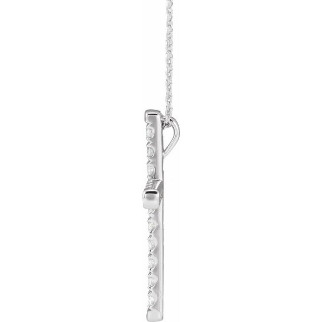 14K White 1 CTW Natural Diamond French-Set Cross 16-18" Necklace