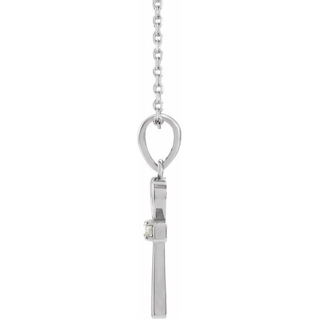 Platinum .03 CT Natural Diamond Ankh Cross 16-18" Necklace
