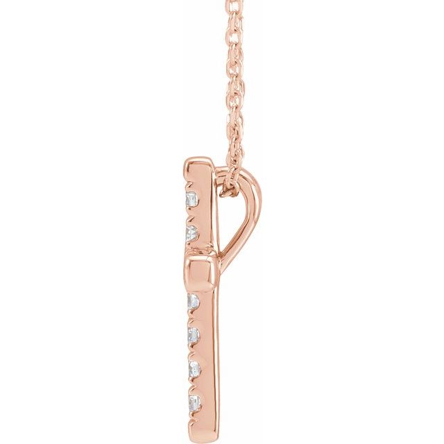 14K Rose 1/5 CTW Natural Diamond French-Set Cross 16-18" Necklace