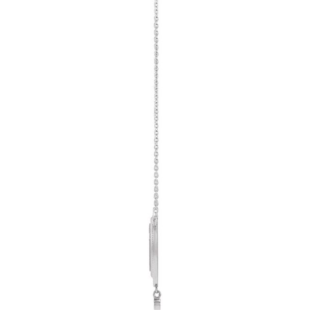 14K White .015 CT Natural Diamond Rosary Cross 18" Necklace