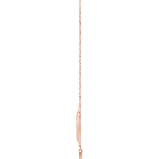 14K Rose .015 CT Natural Diamond Rosary Cross 18" Necklace