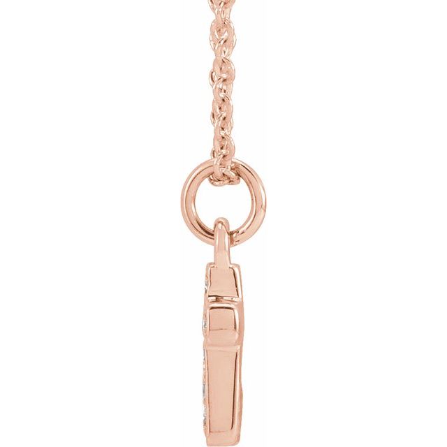 14K Rose .04 CTW Natural Diamond Youth Cross 15" Necklace