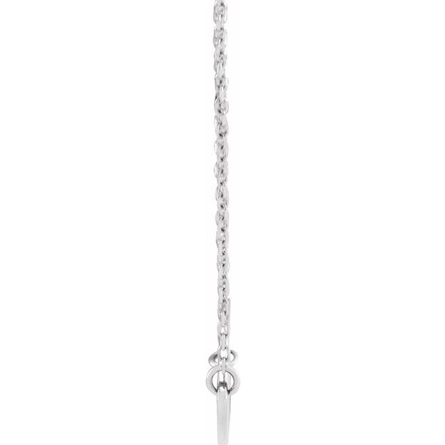 Sterling Silver Sideways Heart with Pierced Cross 18" Necklace