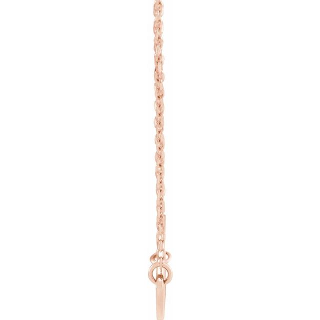 14K Rose Sideways Heart with Pierced Cross 18" Necklace