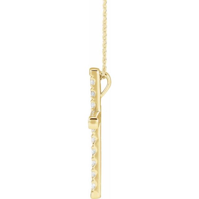 14K Yellow 1 CTW Natural Diamond French-Set Cross 16-18" Necklace