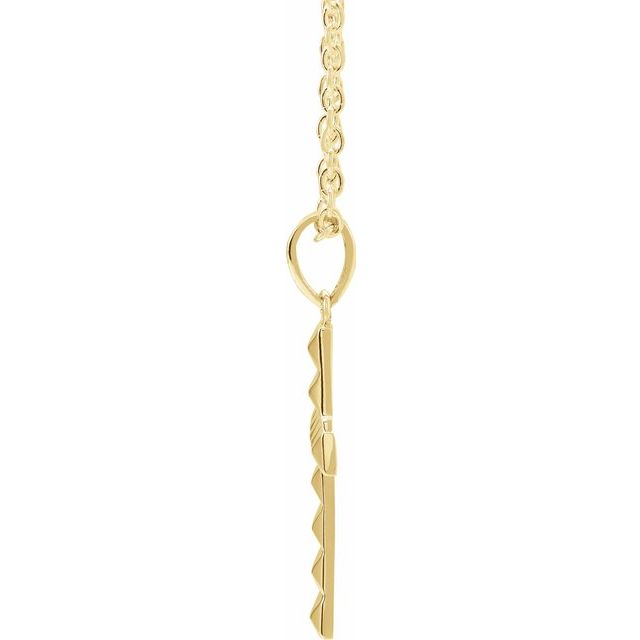 14K Yellow Pyramid Cross 20" Necklace