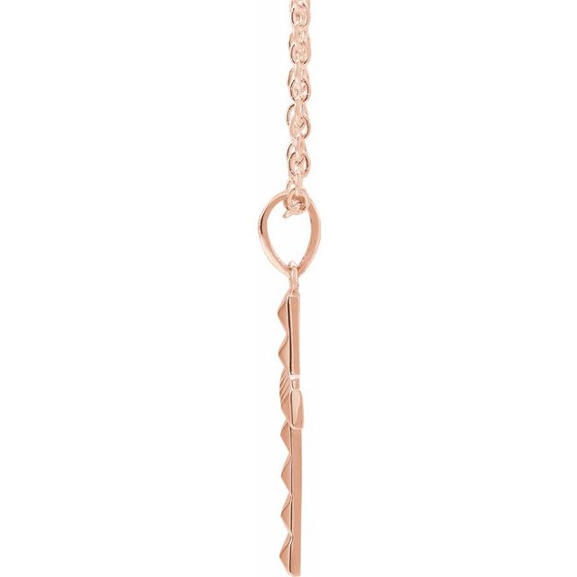 14K Rose Pyramid Cross 20" Necklace