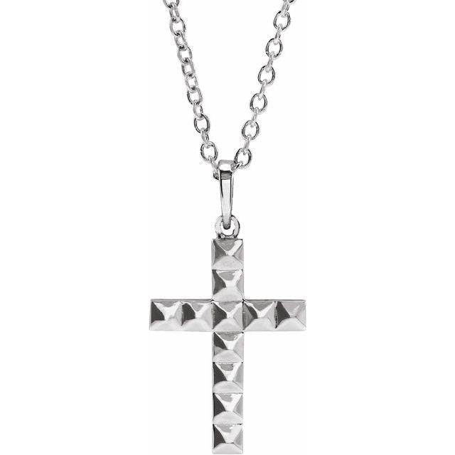 Sterling Silver Pyramid Cross 20" Necklace
