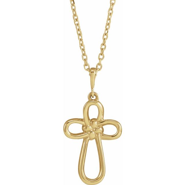14K Yellow Knotted Cross 16-18" Necklace