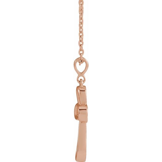 14K Rose Knotted Cross 16-18" Necklace