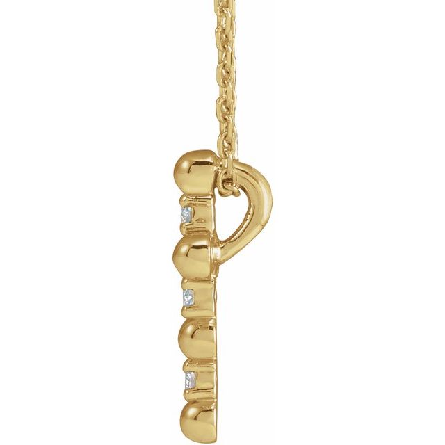14K Yellow .07 CTW Natural Diamond Beaded Cross 16-18" Necklace