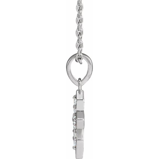 14K White .05 CTW Natural Diamond Petite Cross 16-18" Necklace