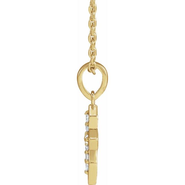 14K Yellow .05 CTW Natural Diamond Petite Cross 16-18" Necklace