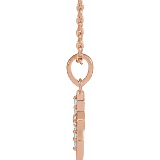 14K Rose .05 CTW Natural Diamond Petite Cross 16-18" Necklace