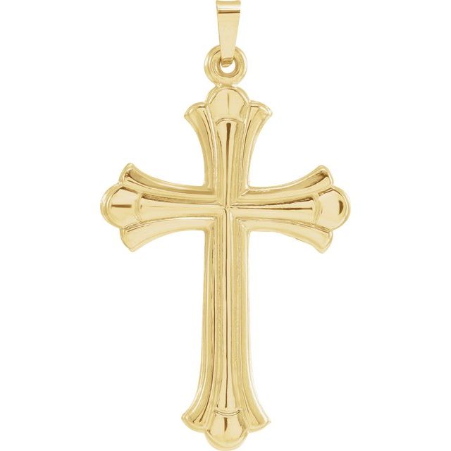 14K Yellow 40.7x22.7 mm Hollow Cross Pendant