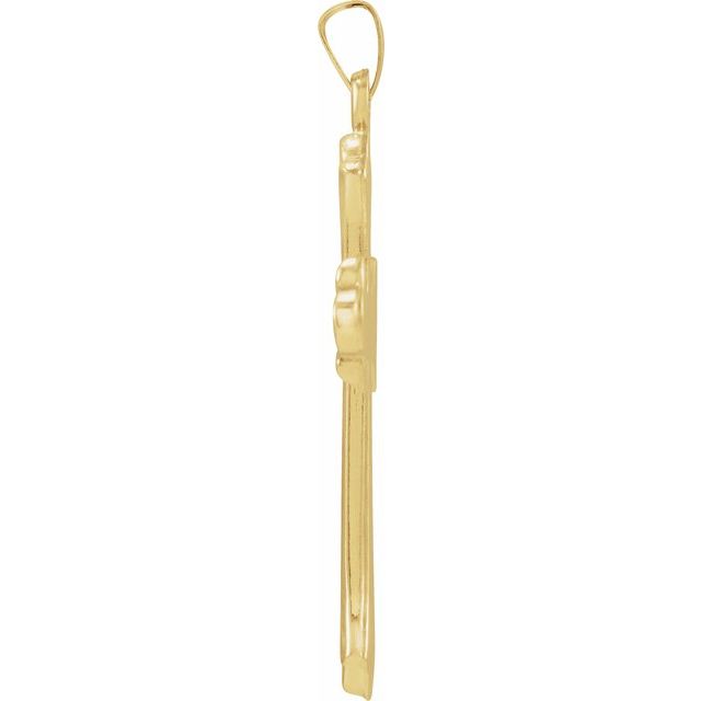 14K Yellow 40.7x22.7 mm Hollow Cross Pendant
