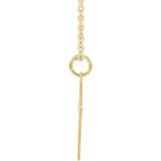 14K Yellow .0075 CT Natural Diamond Youth Cross 15" Necklace