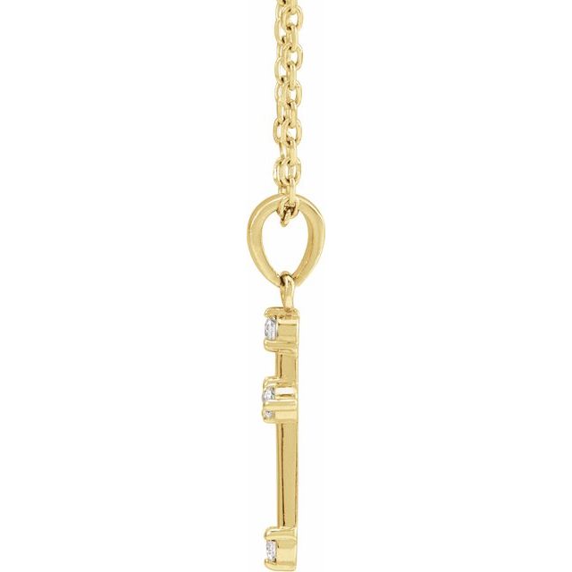 14K Yellow .07 CTW Natural Diamond Cross 16-18" Necklace
