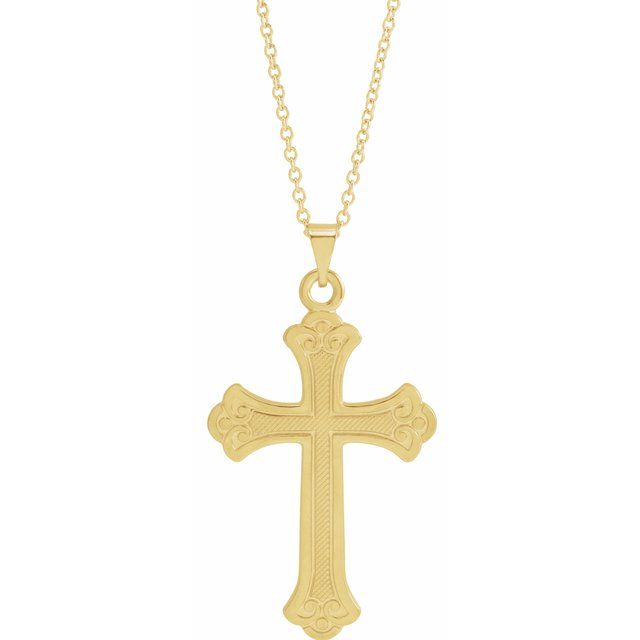 14K Yellow Cross 18" Necklace
