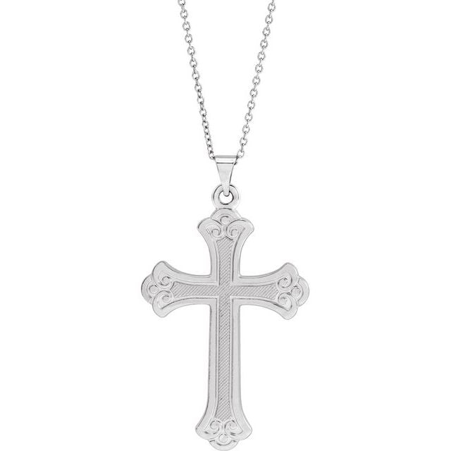 14K White Cross 18" Necklace