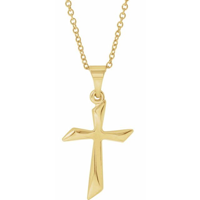 14K Yellow Cross 18" Necklace