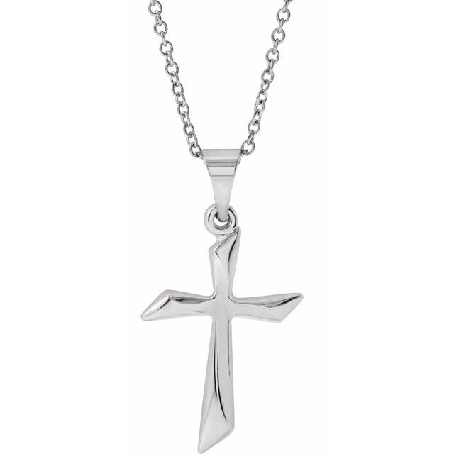 14K White Cross 18" Necklace
