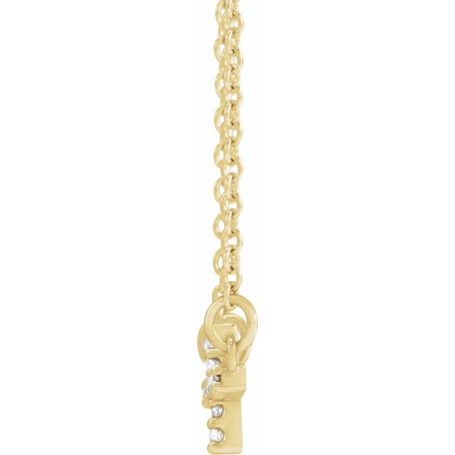 14K Yellow .05 CTW Natural Diamond Sideways Cross 16-18" Necklace